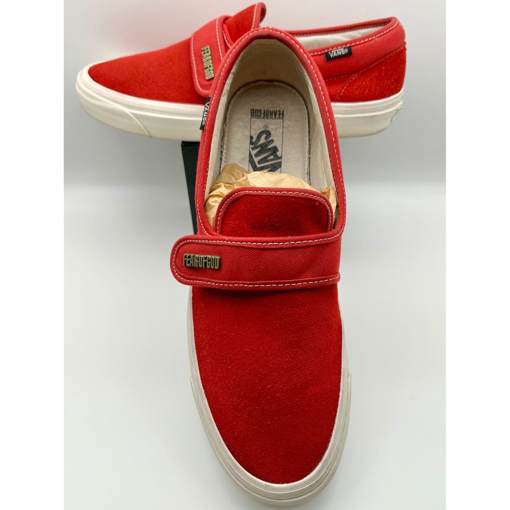 Vans x Fear of God Slip-On 47 V DX Men 10 Red Suede Canvas Strap VN0A3J9FPQR